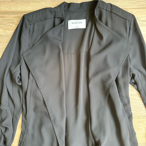 Aritzia Babaton Long Sleeve Flowy Trench Coat Black S - Picture 3 of 9
